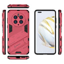 For Huawei Mate 50 Pro Punk Armor 2 in 1 PC + TPU Shockproof Phone Case with Invisible Holder(Light Red)