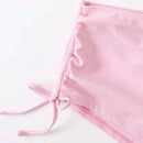 Sexy Laciness Pleated Split Bikini Swimsuit, Size:M(Pink)