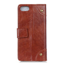 For iPhone SE 2022 / SE 2020 Copper Buckle Nappa Texture Horizontal Flip Leather Case with Holder & Card Slots & Wallet(Brown)