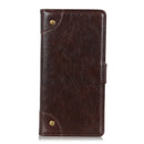 For iPhone SE 2022 / SE 2020 Copper Buckle Nappa Texture Horizontal Flip Leather Case with Holder & Card Slots & Wallet(Coffee)