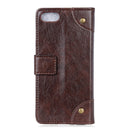 For iPhone SE 2022 / SE 2020 Copper Buckle Nappa Texture Horizontal Flip Leather Case with Holder & Card Slots & Wallet(Coffee)