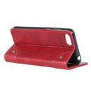 For iPhone SE 2022 / SE 2020 Copper Buckle Nappa Texture Horizontal Flip Leather Case with Holder & Card Slots & Wallet(Wine Red)