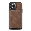 JEEHOOD Magnetic Zipper Wallet Leather Phone Case For iPhone 14 Pro Max(Brown)