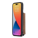 JEEHOOD Magnetic Zipper Wallet Leather Phone Case For iPhone 14 Pro Max(Brown)
