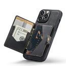 For iPhone 14 Pro JEEHOOD Retro Magnetic Detachable Leather Phone Case(Black)