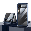For Samsung Galaxy Z Flip4 SULADA Shockproof Plating PC Transparent Protective Case(Blue)