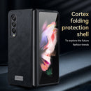 For Samsung Galaxy Z Fold4 SULADA Shockproof TPU + Handmade Leather Protective Case(Blue)