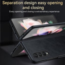 For Samsung Galaxy Z Fold4 SULADA Shockproof TPU + Handmade Leather Protective Case(Blue)