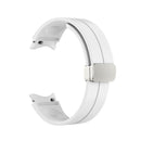 For Samsung Galaxy Watch5 40&44mm / Pro 45mm Folding Silver Buckle Silicone Watch Band(White)