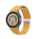 For Samsung Galaxy Watch5 40&44mm / Pro 45mm Folding Silver Buckle Silicone Watch Band(Yellow)