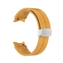 For Samsung Galaxy Watch5 40&44mm / Pro 45mm Folding Silver Buckle Silicone Watch Band(Yellow)