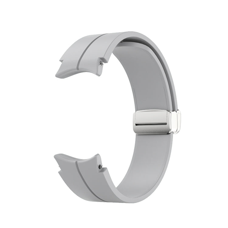 For Samsung Galaxy Watch5 40&44mm / Pro 45mm Folding Silver Buckle Silicone Watch Band(Grey)