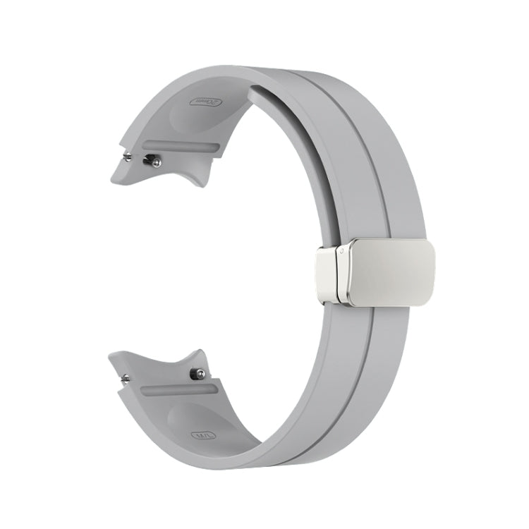 For Samsung Galaxy Watch5 40&44mm / Pro 45mm Folding Silver Buckle Silicone Watch Band(Grey)