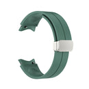 For Samsung Galaxy Watch5 40&44mm / Pro 45mm Folding Silver Buckle Silicone Watch Band(Army Green)