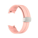 For Samsung Galaxy Watch5 40&44mm / Pro 45mm Folding Silver Buckle Silicone Watch Band(Pink)