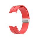 For Samsung Galaxy Watch5 40&44mm / Pro 45mm Folding Silver Buckle Silicone Watch Band(Red)