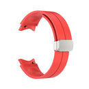 For Samsung Galaxy Watch5 40&44mm / Pro 45mm Folding Silver Buckle Silicone Watch Band(Red)