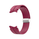 For Samsung Galaxy Watch5 40&44mm / Pro 45mm Folding Silver Buckle Silicone Watch Band(Wine Red)