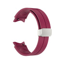 For Samsung Galaxy Watch5 40&44mm / Pro 45mm Folding Silver Buckle Silicone Watch Band(Wine Red)