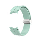For Samsung Galaxy Watch5 40&44mm / Pro 45mm Folding Silver Buckle Silicone Watch Band(Light Green)