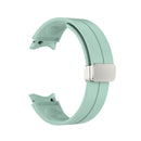 For Samsung Galaxy Watch5 40&44mm / Pro 45mm Folding Silver Buckle Silicone Watch Band(Light Green)