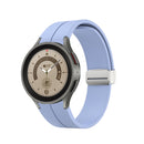 For Samsung Galaxy Watch5 40&44mm / Pro 45mm Folding Silver Buckle Silicone Watch Band(Light Purple)