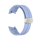 For Samsung Galaxy Watch5 40&44mm / Pro 45mm Folding Silver Buckle Silicone Watch Band(Light Purple)