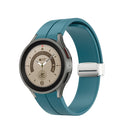 For Samsung Galaxy Watch5 40&44mm / Pro 45mm Folding Silver Buckle Silicone Watch Band(Azure)
