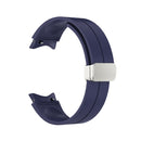 For Samsung Galaxy Watch5 40&44mm / Pro 45mm Folding Silver Buckle Silicone Watch Band(Dark Blue)