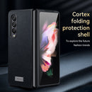 For Samsung Galaxy Z Fold4 SULADA Shockproof TPU + Handmade Leather Phone Case(Blue)