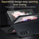 For Samsung Galaxy Z Fold4 SULADA Shockproof TPU + Handmade Leather Phone Case(Blue)