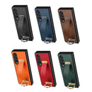 For Samsung Galaxy Z Fold4 SULADA Cool Series PC + Leather Texture Skin Feel Shockproof Phone Case(Orange)