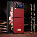 For Samsung Galaxy Z Flip4 SULADA Shockproof TPU + Handmade Leather Phone Case(Orange)