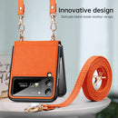 For Samsung Galaxy Z Flip4 SULADA Litchi Texture Leather + TPU Phone Case with Strap(Orange)