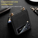 For Samsung Galaxy Z Flip4 SULADA Litchi Texture Leather + TPU Phone Case with Strap(Blue)