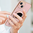 For iPhone 14 Plus Plating Astronaut Holder Phone Case (Sierra Blue)