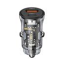 USAMS US-CC164 C32 30W Transparent Dual Port Mini Car Charger(Black)
