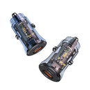 USAMS US-CC164 C32 30W Transparent Dual Port Mini Car Charger(Black)