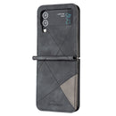 For Samsung Galaxy Z Flip4 Rhombus Texture Leather Phone Case(Black)