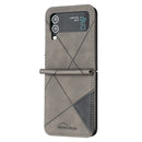 For Samsung Galaxy Z Flip4 Rhombus Texture Leather Phone Case(Grey)