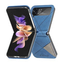 For Samsung Galaxy Z Flip4 Rhombus Texture Leather Phone Case(Blue)