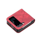 For Samsung Galaxy Z Flip4 Rhombus Texture Leather Phone Case(Red)