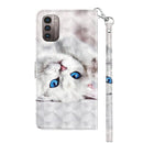 For Nokia G11 / G21 3D Painted Leather Phone Case(Reflection White Cat)