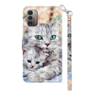 For Nokia G11 / G21 3D Painted Leather Phone Case(Two Loving Cats)