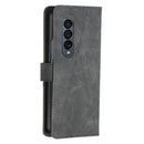 For Samsung Galaxy Z Fold4 BF05 Magnetic Buckle Rhombus Texture Leather Phone Case(Black)