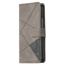 For Samsung Galaxy Z Fold4 BF05 Magnetic Buckle Rhombus Texture Leather Phone Case(Grey)