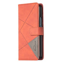 For Samsung Galaxy Z Fold4 BF05 Magnetic Buckle Rhombus Texture Leather Phone Case(Brown)