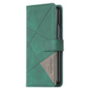 For Samsung Galaxy Z Fold4 BF05 Magnetic Buckle Rhombus Texture Leather Phone Case(Green)