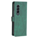 For Samsung Galaxy Z Fold4 BF05 Magnetic Buckle Rhombus Texture Leather Phone Case(Green)