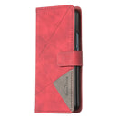 For Samsung Galaxy Z Fold4 BF05 Magnetic Buckle Rhombus Texture Leather Phone Case(Red)